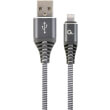 cablexpert cc usb2b amlm 1m wb2 premium cotton braided 8 pin charging cable grey white 1 m photo