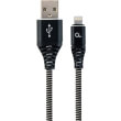 cablexpert cc usb2b amlm 2m bw premium cotton braided 8 pin charging cable black white 2 m photo
