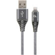 cablexpert cc usb2b amlm 2m wb2 premium cotton braided 8 pin charging cable grey white 2 m photo