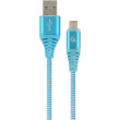 cablexpert cc usb2b ammbm 1m vw premium cotton braided micro usb charging cable blue white 1 m photo