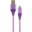 cablexpert cc usb2b ammbm 2m pw premium cotton braided micro usb charging cable purple white 2 m photo