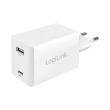 logilink pa0230 usb power socket adapter 1x usb c 1x usb a gan 48w photo