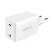 logilink pa0231 usb power socket adapter 2x usb port gan technology 48w photo