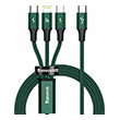 baseus rapid series braided usb c to lightning type c micro usb cable green 20w 15m photo
