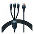 baseus cable 3in1 flash ii usb lightning type c micro usb 12m 100w 35a blue photo