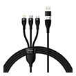 baseus cable 3in1 flash ii usb type c to lightning type c micro usb 15m 35a black 100w photo