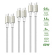 4smarts type c to type c cables premiumcord 60w set of 3 pieces 05m 15m 3m white silver photo
