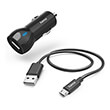 hama 201613 car charger with micro usb charging cable 12 w 10 m black photo