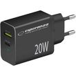 esperanza ezc105k quick power charger 20w usb c pd 20w usb a qc 30 18w black photo