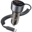 yesido y57 car charger 50w 3a 1 x usb a 1 x usb c with lightning cable black photo