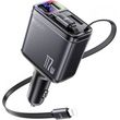 yesido y63 display car charger 117w 3a 1 x usb a 1 x usb c with usb c lightning cable grey photo