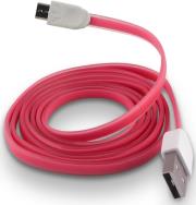 forever micro usb cable 1m pink silicone flat box photo