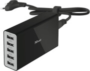trust 20014 25w wall charger with 5 usb ports black universal photo