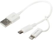 logilink cu0115 usb to micro usb sync and charging cable with lightning adapter 015m white photo