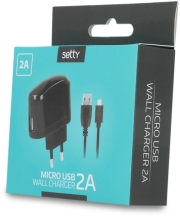 setty usb wall charger 2a micro usb cable black photo