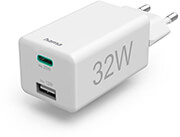 hama 201691 fast charger 1x usb c 1x usb a pd qualcomm mini charger 32w wht photo