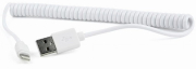 cablexpert cc lmam 15m w usb sync and charging spiral cable for iphone 15m white photo
