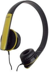 maxell hp headphones with mic yellow black photo