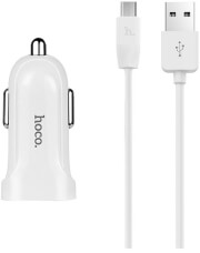 hoco car charger double usb port 24a with micro cable z2a white photo