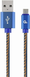 cablexpert cc usb2j ammbm 1m bl premium jeans denim micro usb cable with metal connectors 1m blue photo