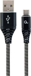 cablexpert cc usb2b amcm 1m bw cotton braided charging cable usb type c black white 1 m photo