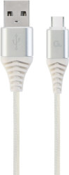 cablexpert cc usb2b amcm 1m bw2 cotton braided charging cable usb type c silver white 1 m photo