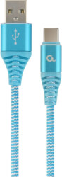 cablexpert cc usb2b amcm 1m vw cotton braided charging cable usb type c blue white 1 m photo