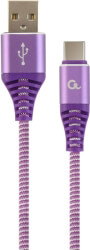 cablexpert cc usb2b amcm 2m pw cotton braided charging cable usb type c purple white 2 m photo