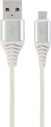cablexpert cc usb2b ammbm 1m bw2 premium cotton braided micro usb charging cable silver white 1 m photo