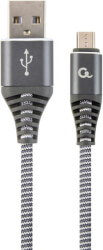cablexpert cc usb2b ammbm 2m wb2 premium cotton braided micro usb charging cable grey white 2 m photo