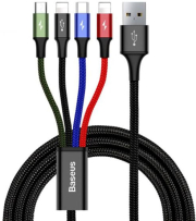 baseus fast 4 in 1 cable 2x lightning type c micro 35a black photo