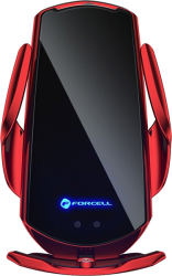 forcell hs1 15w car holder wireless charging automatic red photo