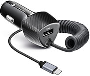 forcell carbon car charger usb qc 30 18w cable for type c 30 pd20w cc50 1ac black total 38w photo