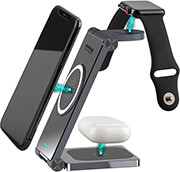 4smarts wireless charger ultimag trio fold 225w smartphone watch bluetooth black photo