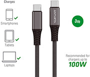 4smarts usb c to usb c cable premium cord 100w 3m black photo