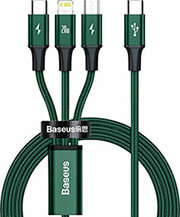 baseus rapid series braided usb c to lightning type c micro usb cable green 20w 15m photo