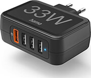 hama 201629 4 ports quick charger qualcomm 30 4 x usb a 33 w black photo