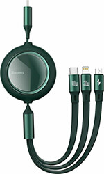 baseus bright mirror 4 retractable type c 3 in 1 cable micro usb c lightning 100w 35a 11m gree photo