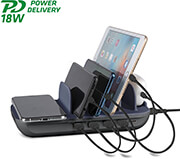4smarts charging station family evo 63w with qi wireless charger inclcables grey photo