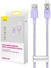 baseus fast charging cable usb a to lightning explorer series 2m 24a purple photo