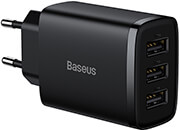 baseus universal wall charger 3x usb 34a 17w black photo