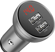 baseus car charger baseus 24w digital display 2x usb grey photo