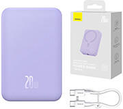 baseus wireless powerbank qi 20000mah mini magnetic magsafe 20w purple photo