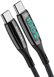 blitzwolf bw tc23 usb c to usb c cable with display 100w 18m black photo