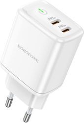 borofone bn9 wall charger 35w 3a 2x type c white photo