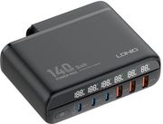 ldnio a6140c desktop charger pd qc gan 140w 3 usb c 3x usb a