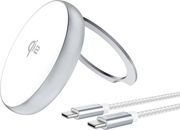 4smarts wireless charger 15w qi2 kickstand silver white photo