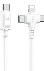 lamtech 3 in 1 charging type c cable to type c lightning micro usb 1m white lam113119 photo
