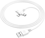 lamtech 3 in 1 charging usb cable to type c lightning micro usb 1m white lam113102 photo