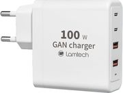 lamtech gan fast charger 2xtype c 2xqc30 output 100w lam113416 photo